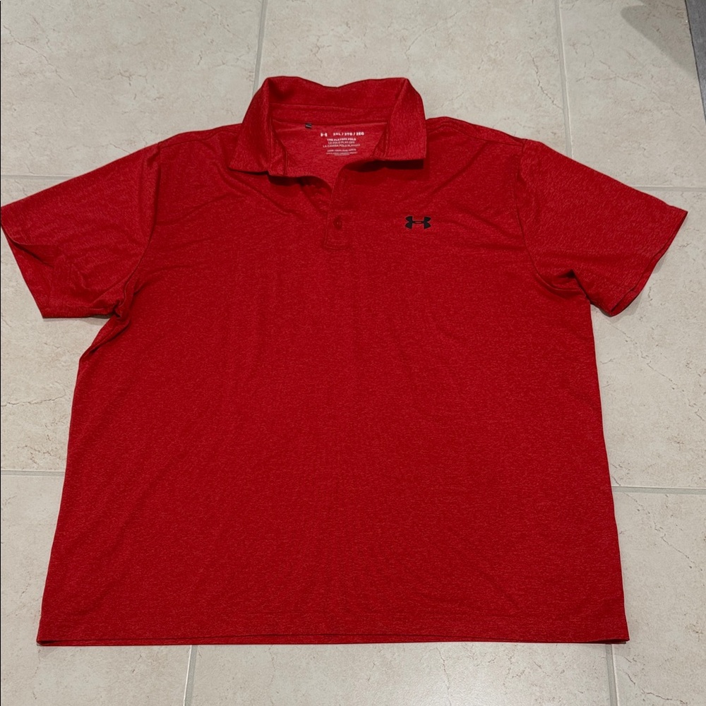 Under Armour Men’s Red Polo with Black Logo Accent